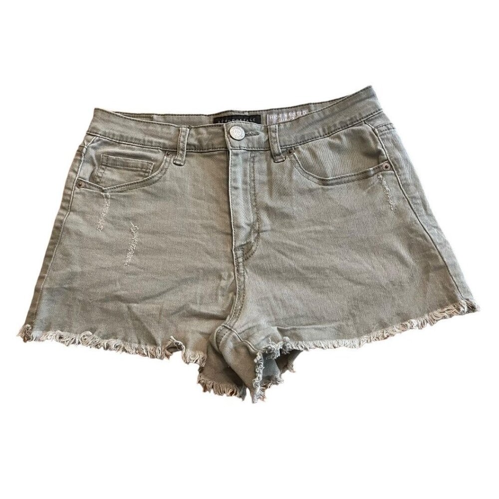 Size 4 Aeropostale Womens High Waisted Shorty Womens Shorts Denim Green Cutoff J